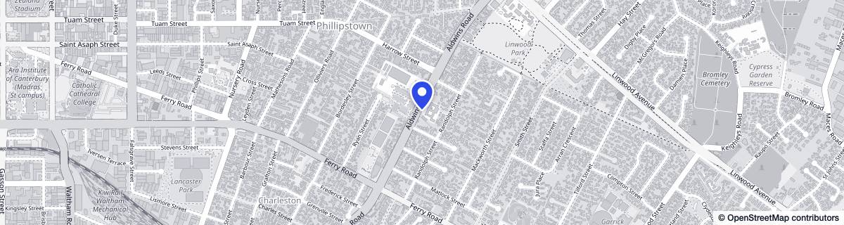 Street map around Aldwins House