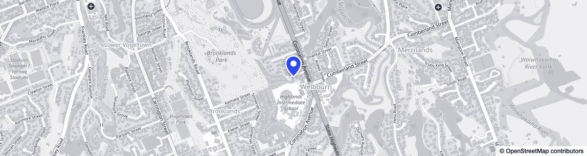 Street map around Brooklands Rest Home and Memory Care