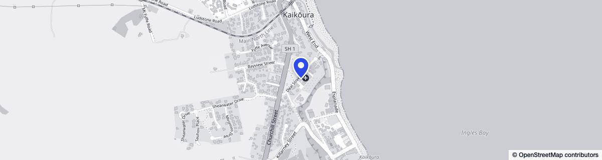Street map around Kaikōura Hospital (CDHB)