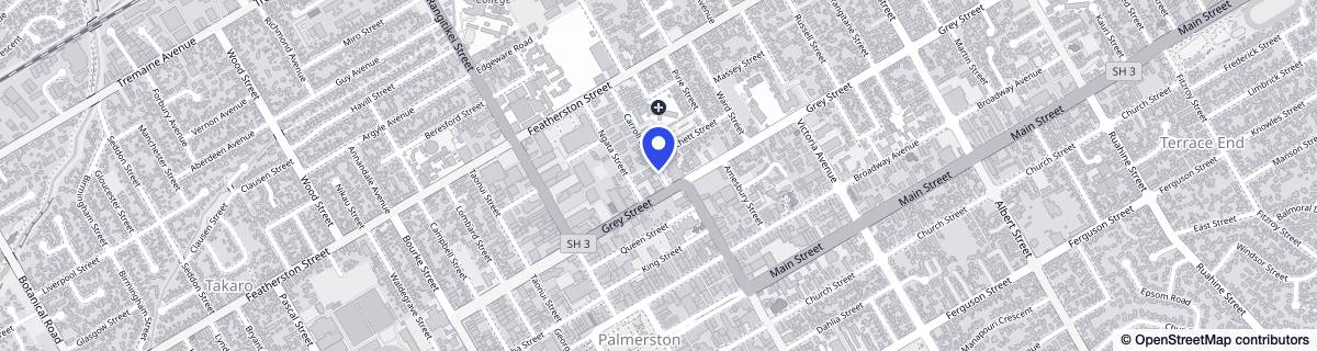 Street map around Palmerston North Village - Metlifecare Care Home