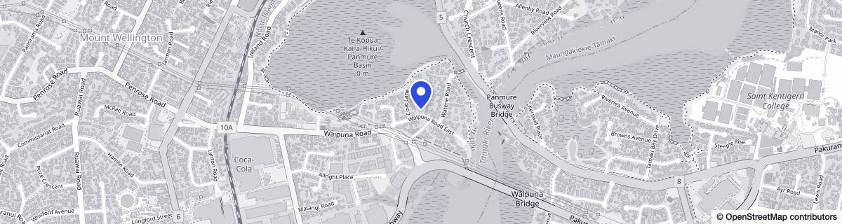 Street map around Radius Waipuna