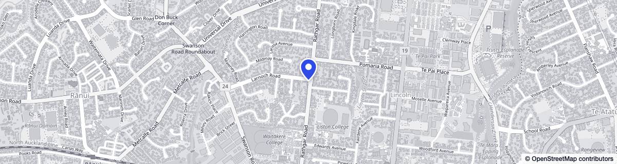 Street map around Roseridge Rest Home Henderson