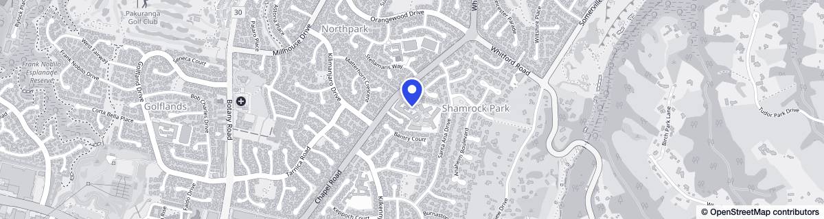 Street map around Ryman Bruce McLaren Care Centre