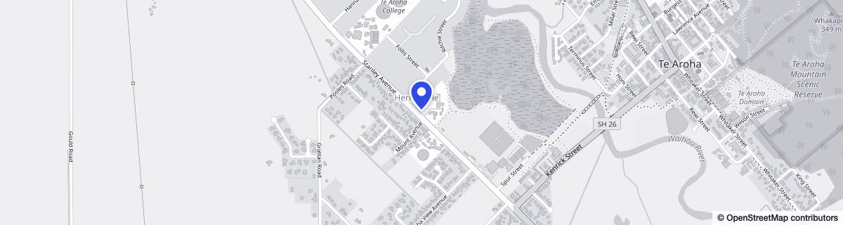 Street map around Te Aroha & District Community Hospital