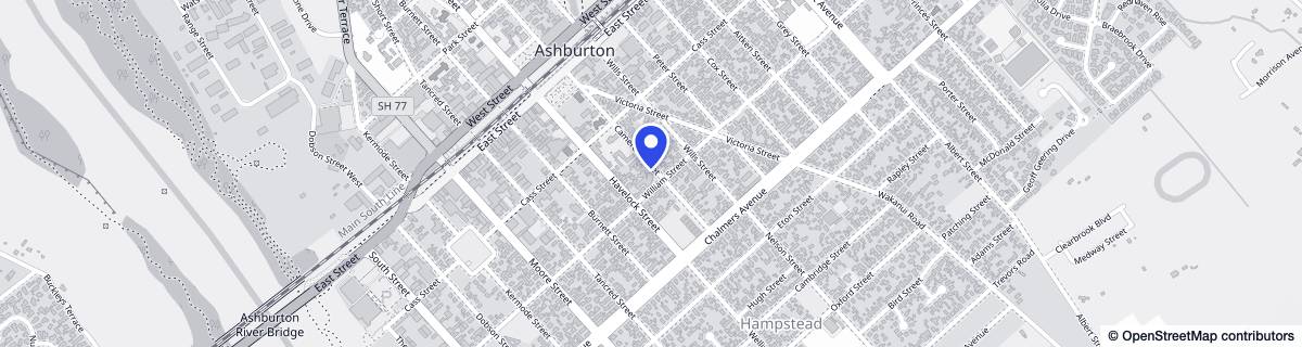Street map around Tūārangi Home (Canterbury DHB)