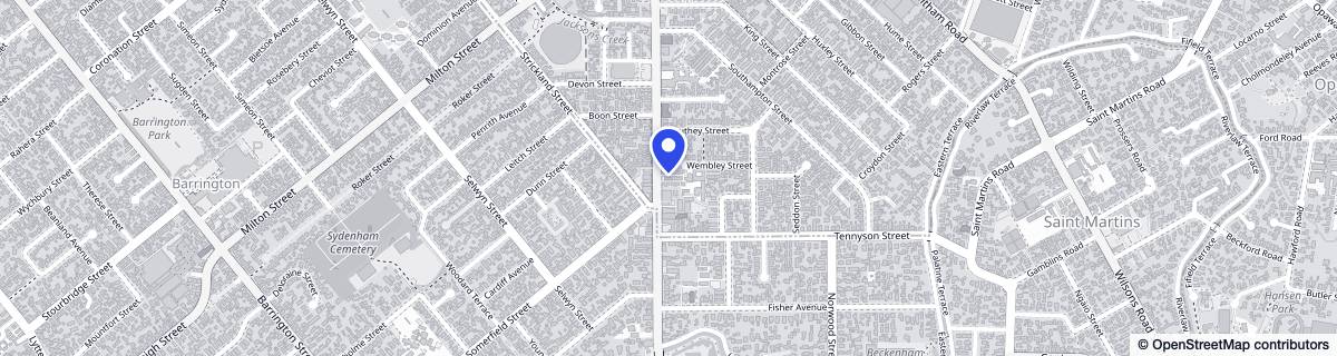 Street map around Archer Beckenham Village | Christchurch