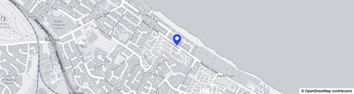 Street map around Arvida Ocean Shores
