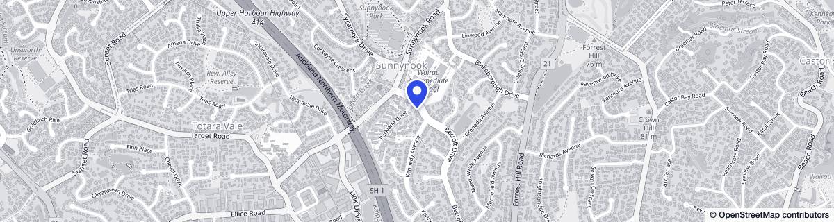 Street map around Arvida Parklane AKL