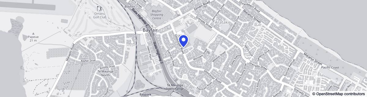 Street map around Bay Sands Village - Metlifecare Care Home