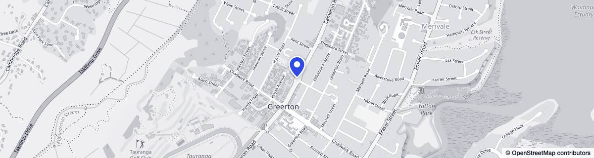 Street map around Bupa Greerton Gardens Retirement Village, Tauranga