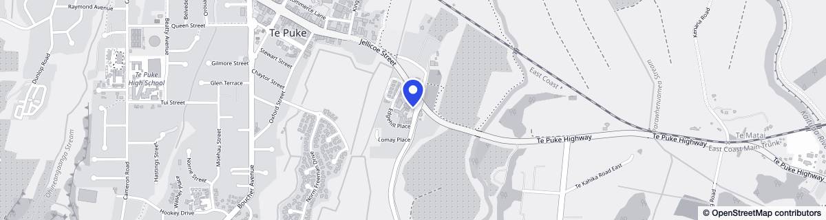 Street map around Bupa Te Puke Retirement Village