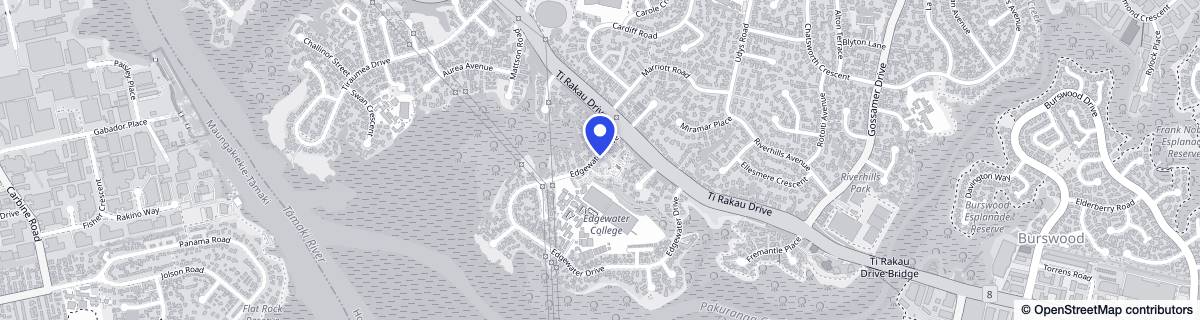 Street map around Edgewater Village - Metlifecare Retirement Village