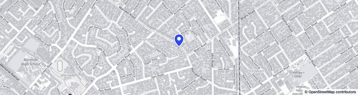 Street map around Elmswood Retirement Village