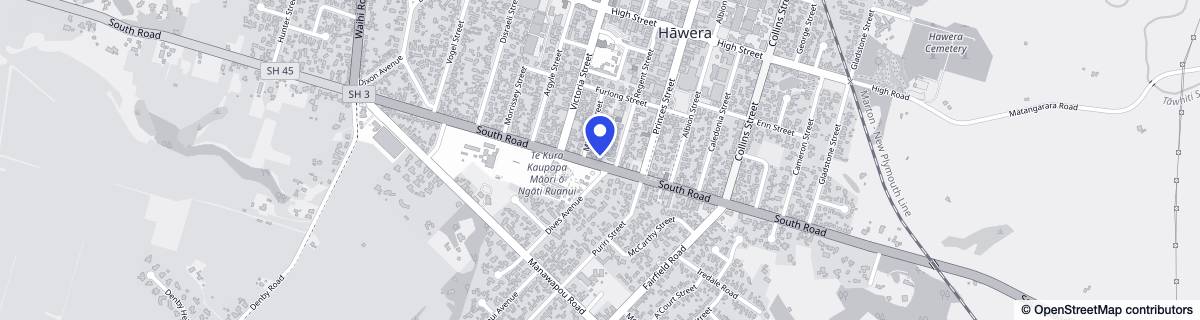 Street map around Hawera Masonic Village