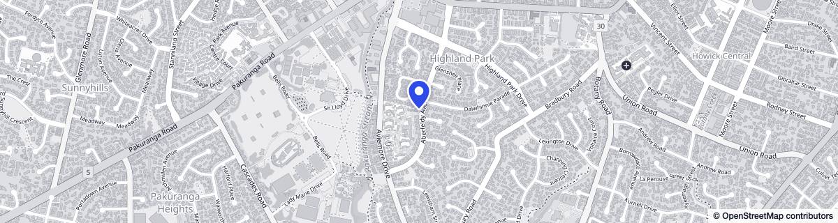 Street map around Highlands Village - Metlifecare Retirement Village