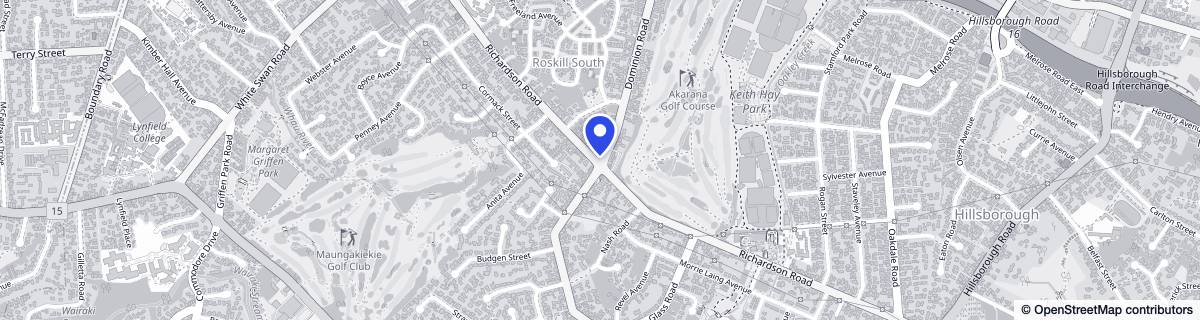 Street map around Hillsborough Heights - Metlifecare