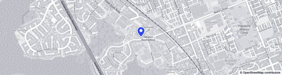 Street map around Longford Park Village - Metlifecare Retirement Village