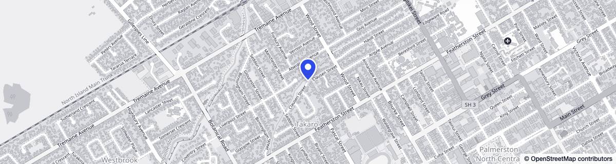 Street map around Manawatu Masonic Village
