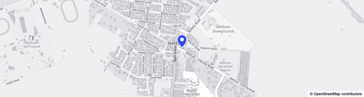 Street map around Methven Central