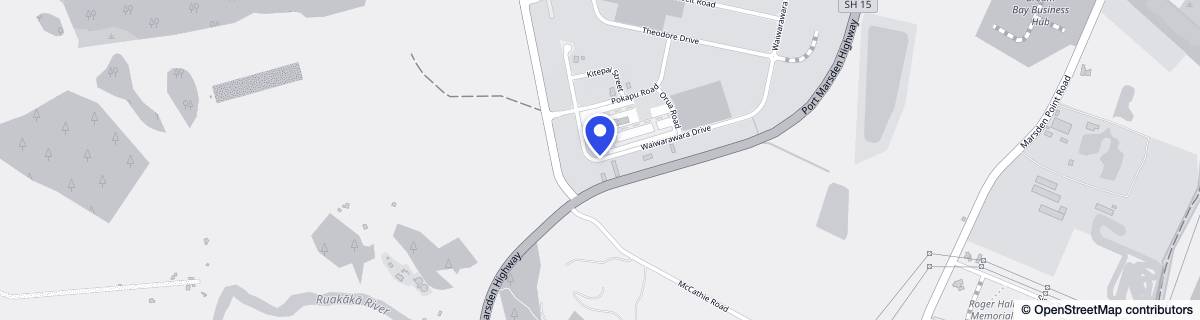 Street map around Oceania Bream Bay Village