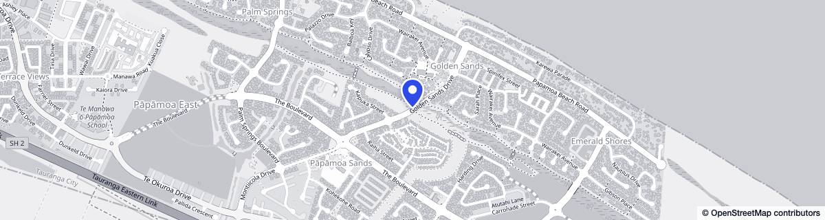 Street map around Papamoa Sands - A Freedom Lifestyle Village