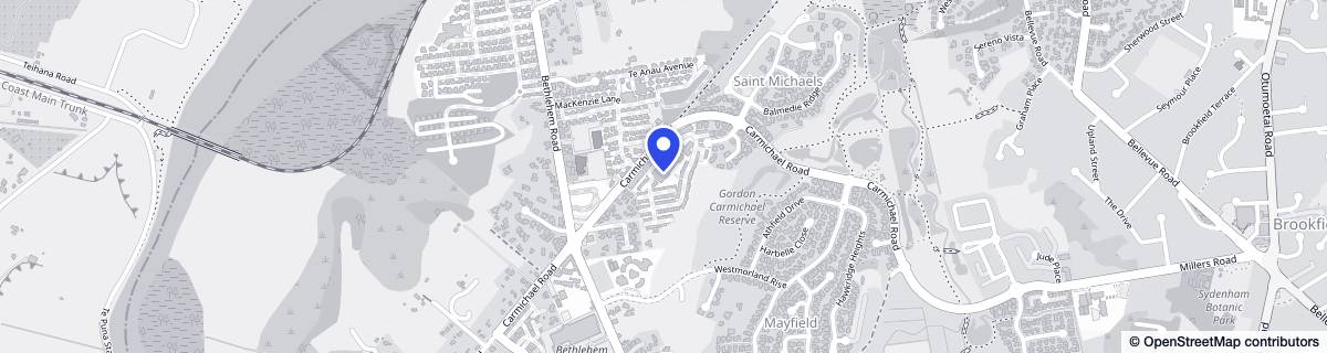 Street map around Ryman Bob Owens Retirement Village