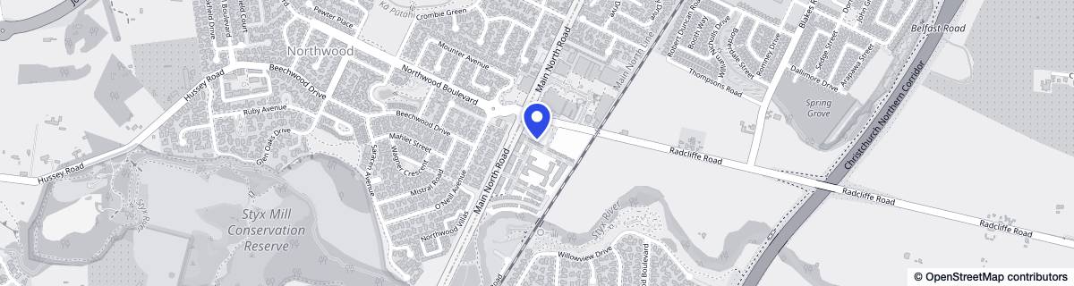 Street map around Ryman Richard Hadlee Retirement Village