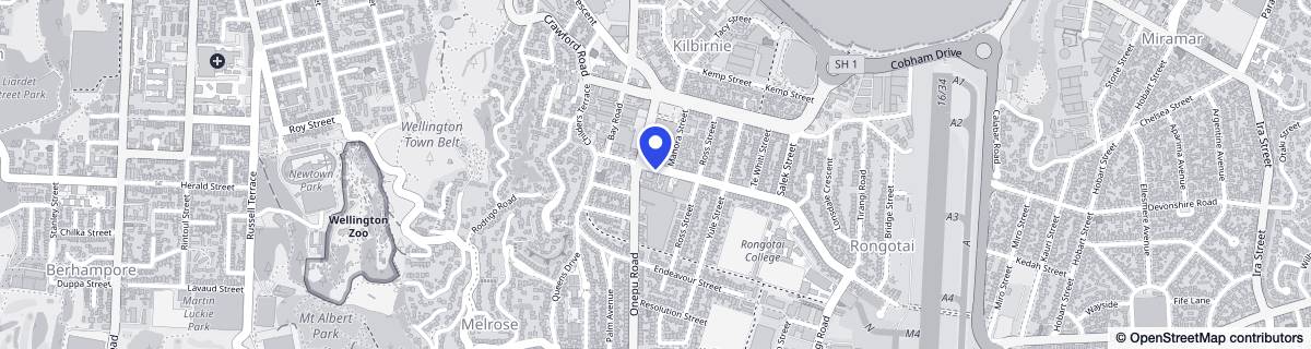 Street map around Ryman Rita Angus Care Centre