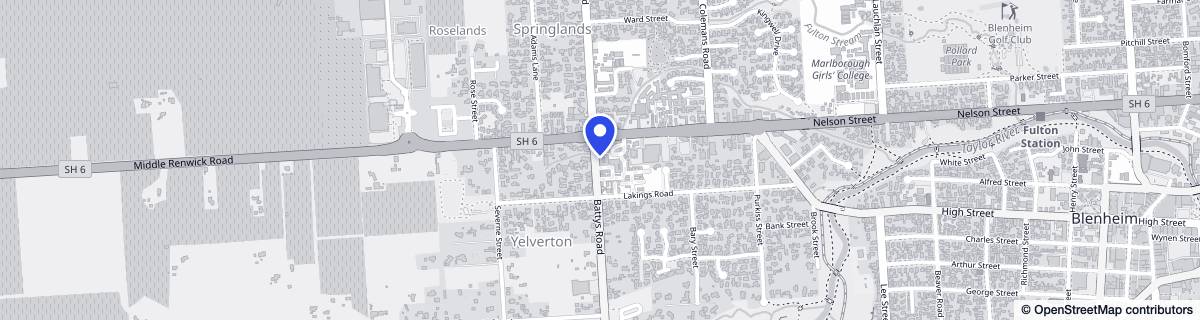 Street map around Springlands Lifestyle Village - Metlifecare Retirement Village