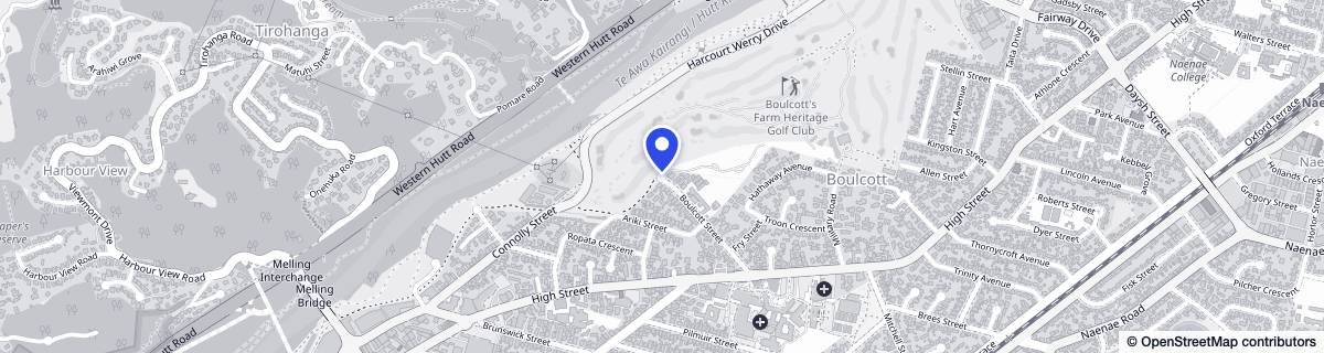 Street map around Summerset Boulcott (Lower Hutt)