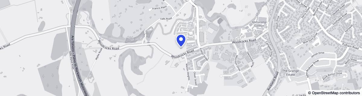 Street map around Summerset Falls (Warkworth)