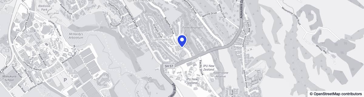 Street map around Summerset on Summerhill (Palmerston North)
