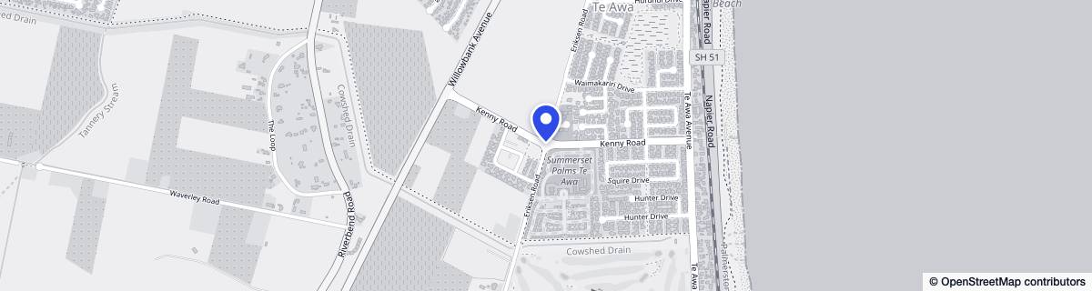 Street map around Summerset Palms (Te Awa)