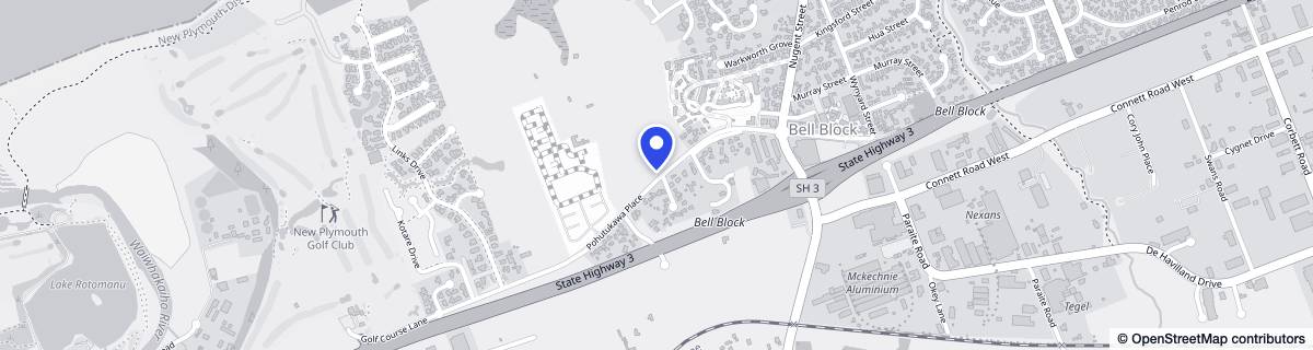 Street map around Summerset Pohutukawa Place (New Plymouth)