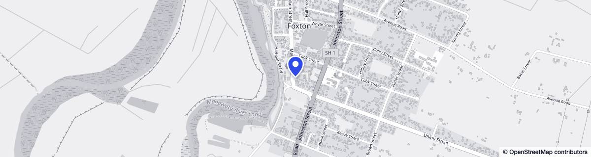 Street map around Te Awahou Masonic Village