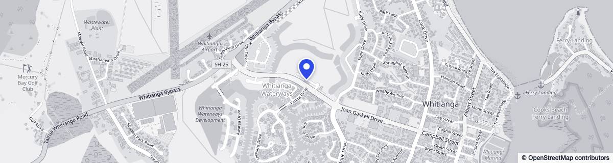 Street map around The Moorings Village Whitianga
