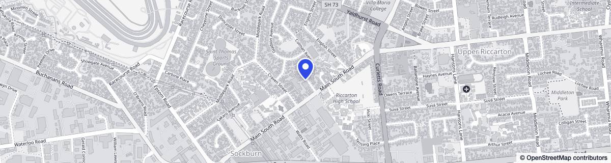 Street map around The Oaks Care Centre and Village
