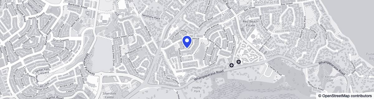 Street map around Vivid Living Red Beach Retirement Village