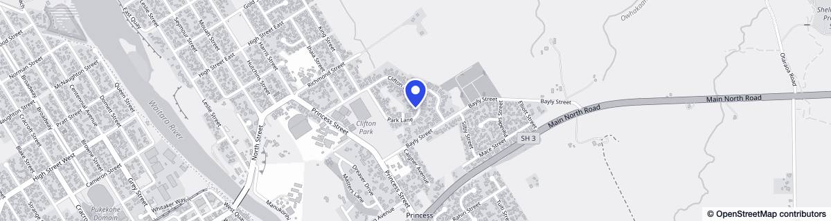 Street map around Waitara Masonic Village