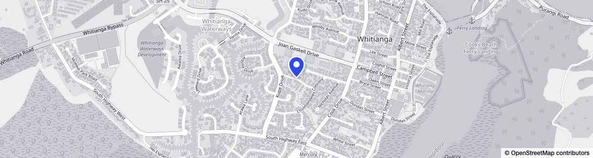 Street map around Whitianga Independent Lifestyle Village