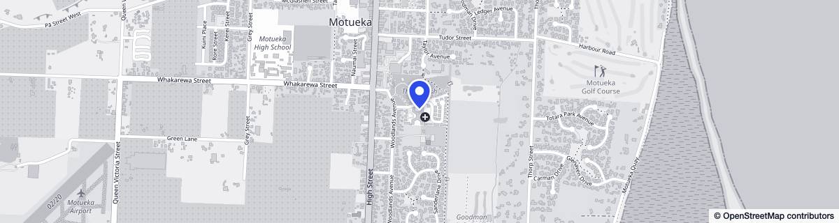 Street map around Woodlands Rest Home and Village